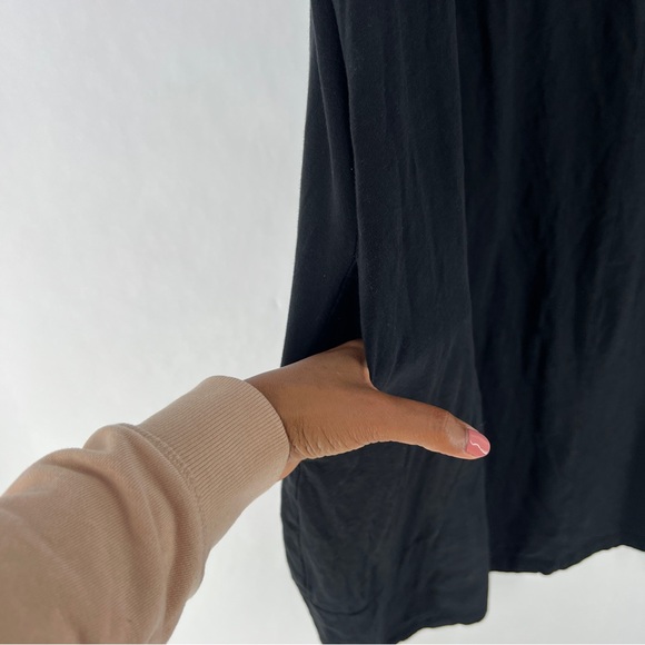 Zim & Zoe Black 100% Cotton V Neck Lounge Dress Pockets Keyhole‎ Lagenlook - Picture 7 of 15